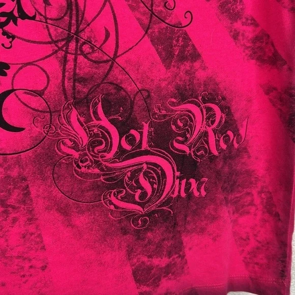 NHRA Championship Drag Racing 90's Y2K Hot Pink V-Neck Short Sleeve Top Size XL - Picture 3 of 6